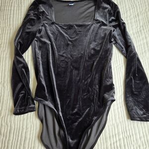 Elegant Black Velvet Bodysuit